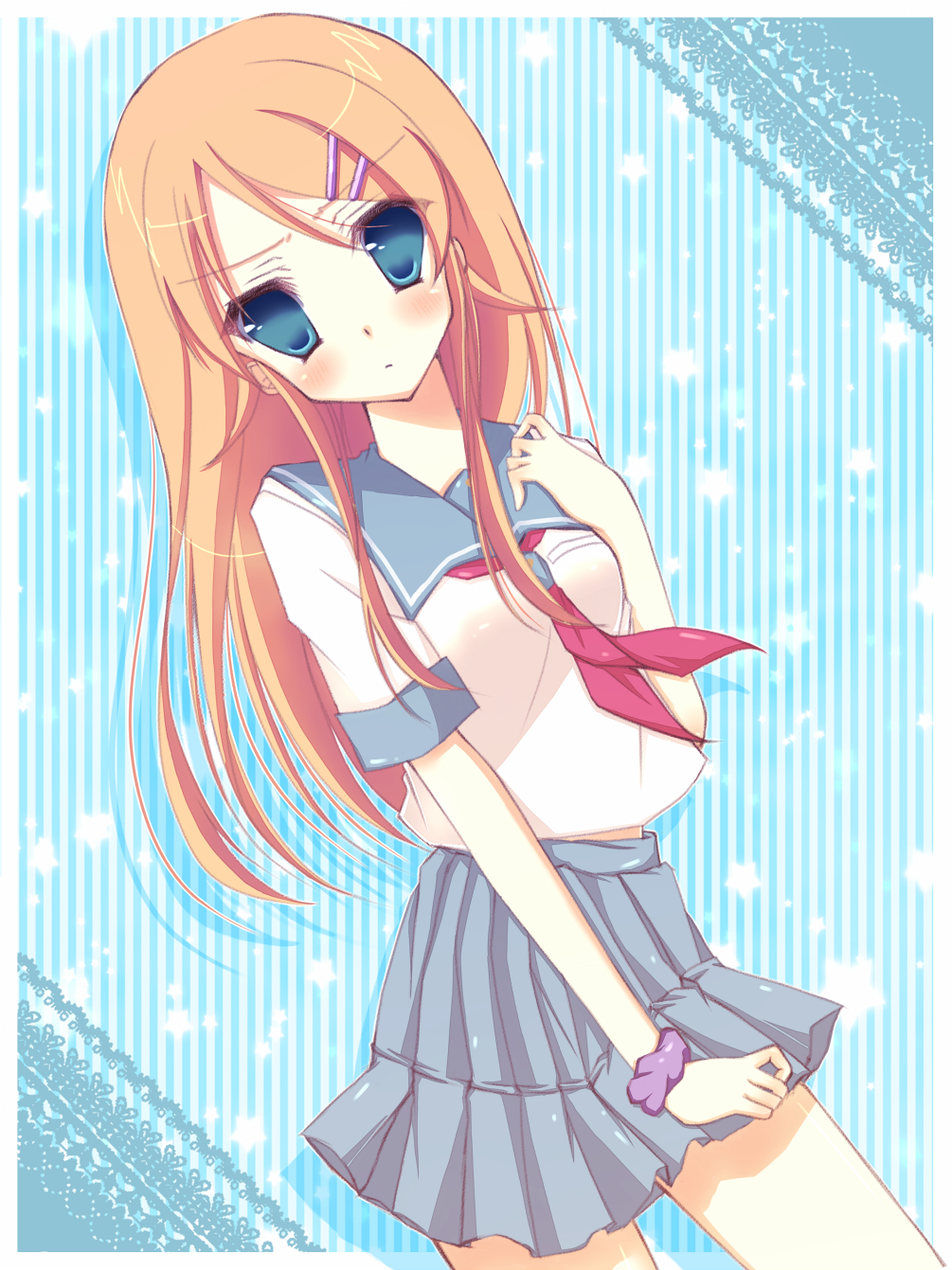 blue_eyes, hayuki_hayu, highres, kousaka_kirino, long_hair, orange_hair, ore_no_imouto_ga_konna_ni_kawaii_wake_ga_nai, school_uniform