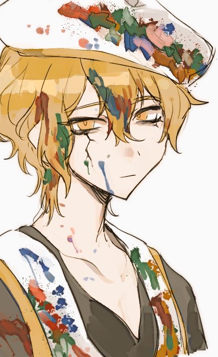 1boy, beret, blonde_hair, closed_mouth, fuku0275, hair_between_eyes, hat, limbus_company