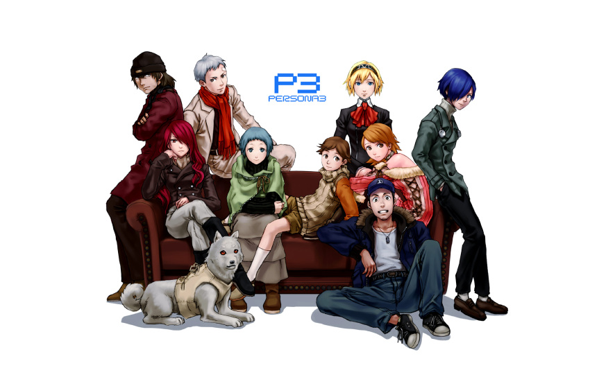 alternate_costume, amada_ken, anbe_yoshirou, android, animal, aqua_hair, aragaki_shinjirou, arisato_minato