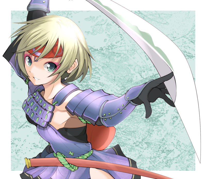 armor, blonde_hair, eyeliner, gloves, ii_naotora, kanten_(kanten328), makeup, sengoku_taisen