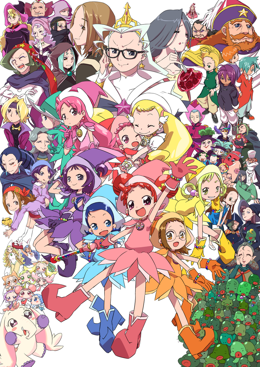 6+boys, 6+girls, :d, ;d, akatsuki_(ojamajo_doremi), alexander_t_oyajide, arm_up, artist_name