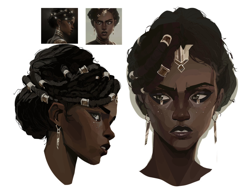 1girl, arcane:_league_of_legends, armor, art_study, bags_under_eyes, dark-skinned_female, dark_skin, dreadlocks