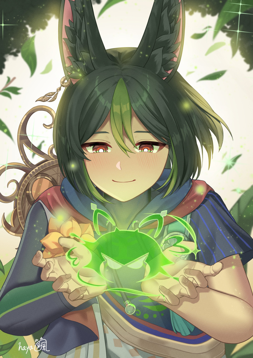 1boy, absurdres, animal_ear_fluff, animal_ears, black_hair, black_hoodie, closed_mouth, fox_boy