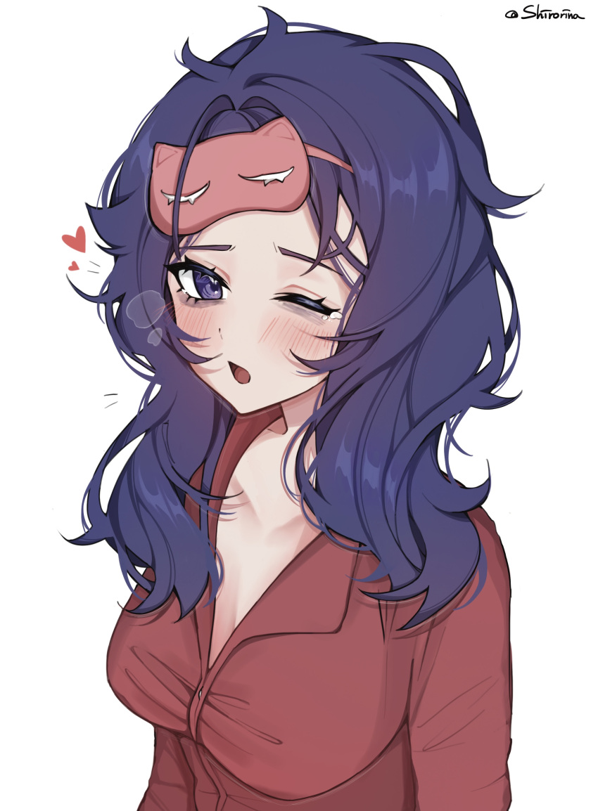 1girl, absurdres, bags_under_eyes, blue_eyes, blue_hair, blush, breasts, commentary_request