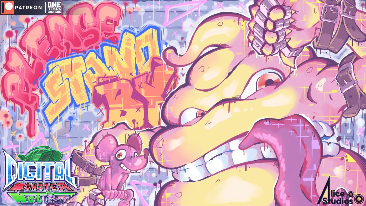 brass_knuckles, brown_eyes, copyright_name, digimon, digimon_(creature), english_text, mouse_(animal), numemon