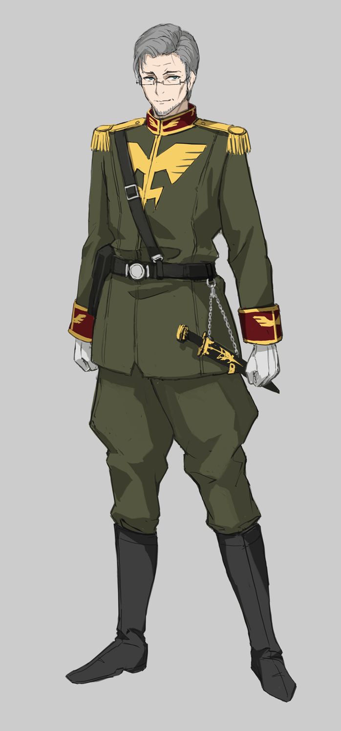 1boy, belt, blue_eyes, boots, clenched_hands, commentary_request, concept_art, dagger