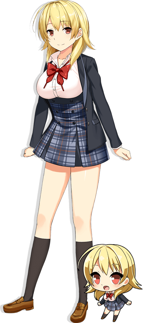 1girl, black_jacket, black_skirt, black_socks, blonde_hair, bow, bowtie, breasts