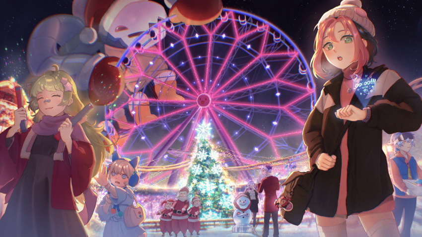 2boys, 6+girls, :3, ^_^, ahoge, aiko_(osu!), alisa_(osu!), bag