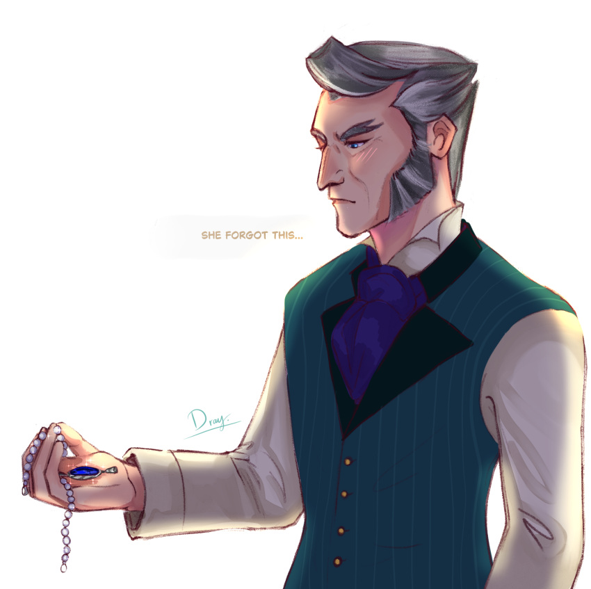 1boy, a_christmas_carol, a_christmas_carol_(2022), aqua_vest, artist_name, ascot, blue_ascot, draydelion