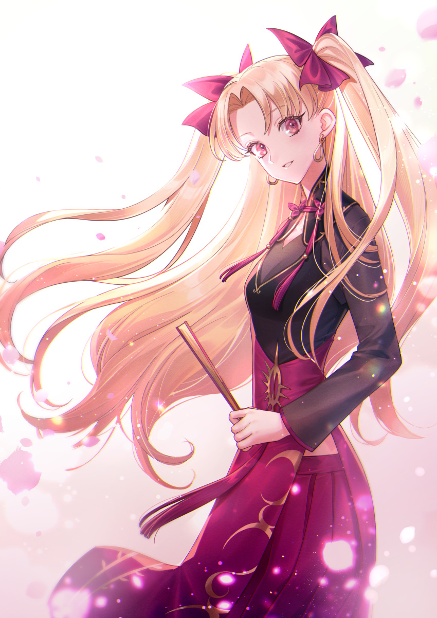 absurdres, ao_dai, blonde_hair, bow, bowtie, earrings, ereshkigal_(fate), ereshkigal_(youming_niangniang)_(fate)