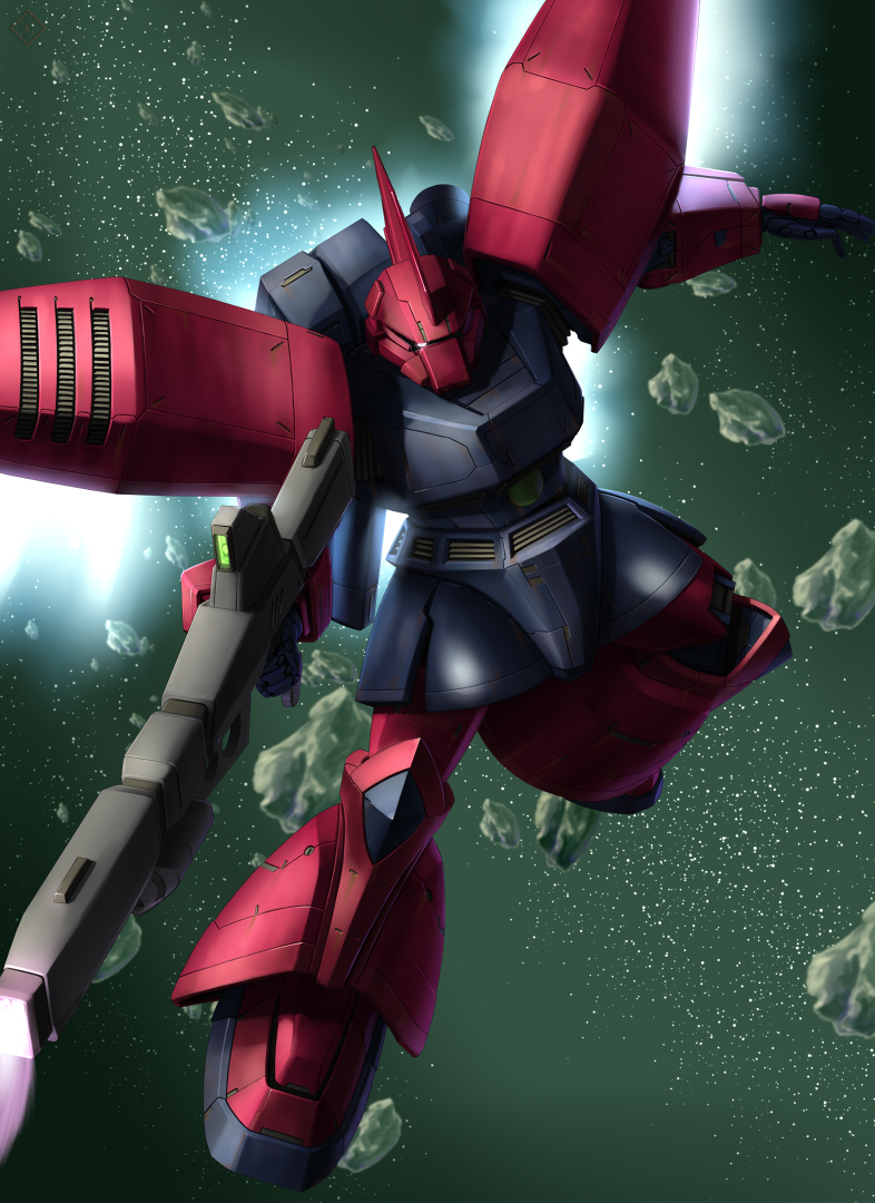 beam_rifle, firing, gun, gundam, gundam_zz, mecha, no_humans, raybar, regelg, solo, space, weapon
