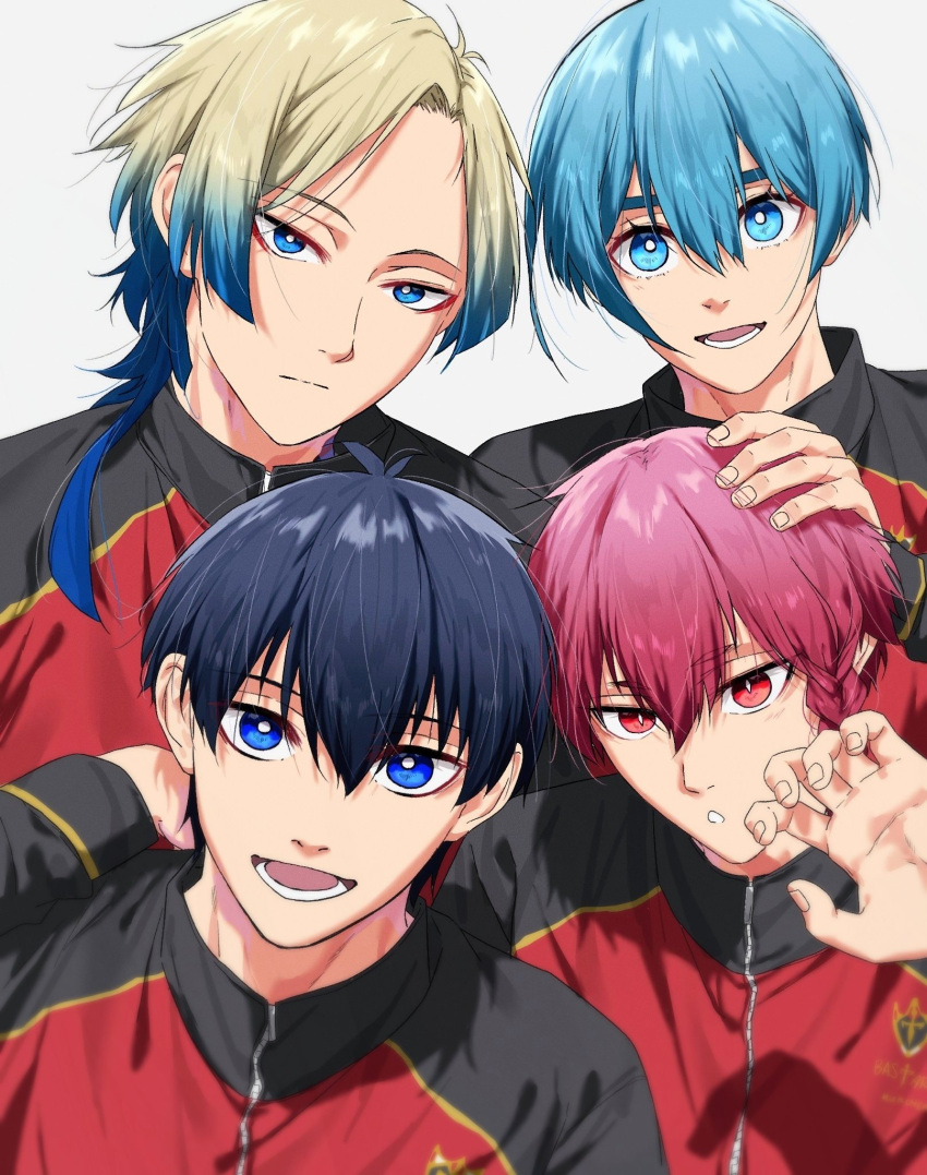 4boys, bl_111252, blonde_hair, blue_eyes, blue_hair, blue_lock, braid, closed_mouth