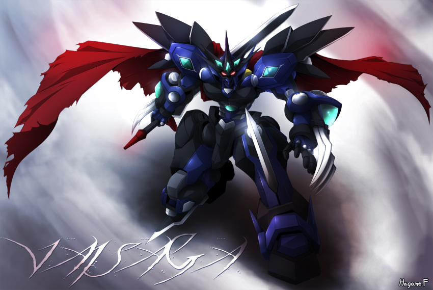 claws, glowing, glowing_eyes, haganef, highres, knight, mecha, super_robot_wars, super_robot_wars_advance, super_robot_wars_original_generation, sword, vaisaga, vysaga, weapon