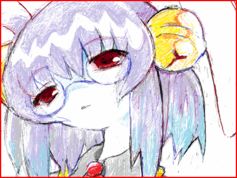 1girl, animal_ears, bell, colored_skin, game_cg, glasses, hair_bell, hair_ornament