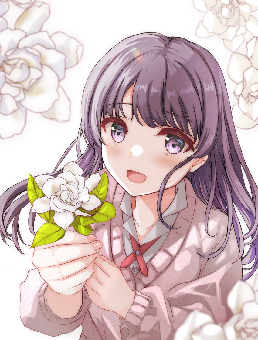 1girl, blurry, blurry_foreground, brown_cardigan, cardigan, collared_shirt, commentary_request, cross_tie