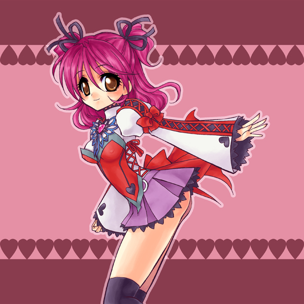 arched_back, ass, bow, breasts, brown_eyes, cheria_barnes, footwear, heart