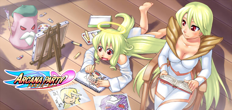 angelia_avallone, arcana_heart, arcana_heart_2, barefoot, blonde_hair, book, crayon, drawing