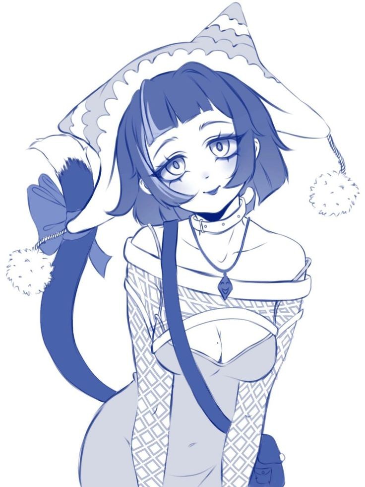 1girl, alt-girl_for_skuf, animal_hat, blue_hair, cat_girl, cat_hat, cat_tail, dress