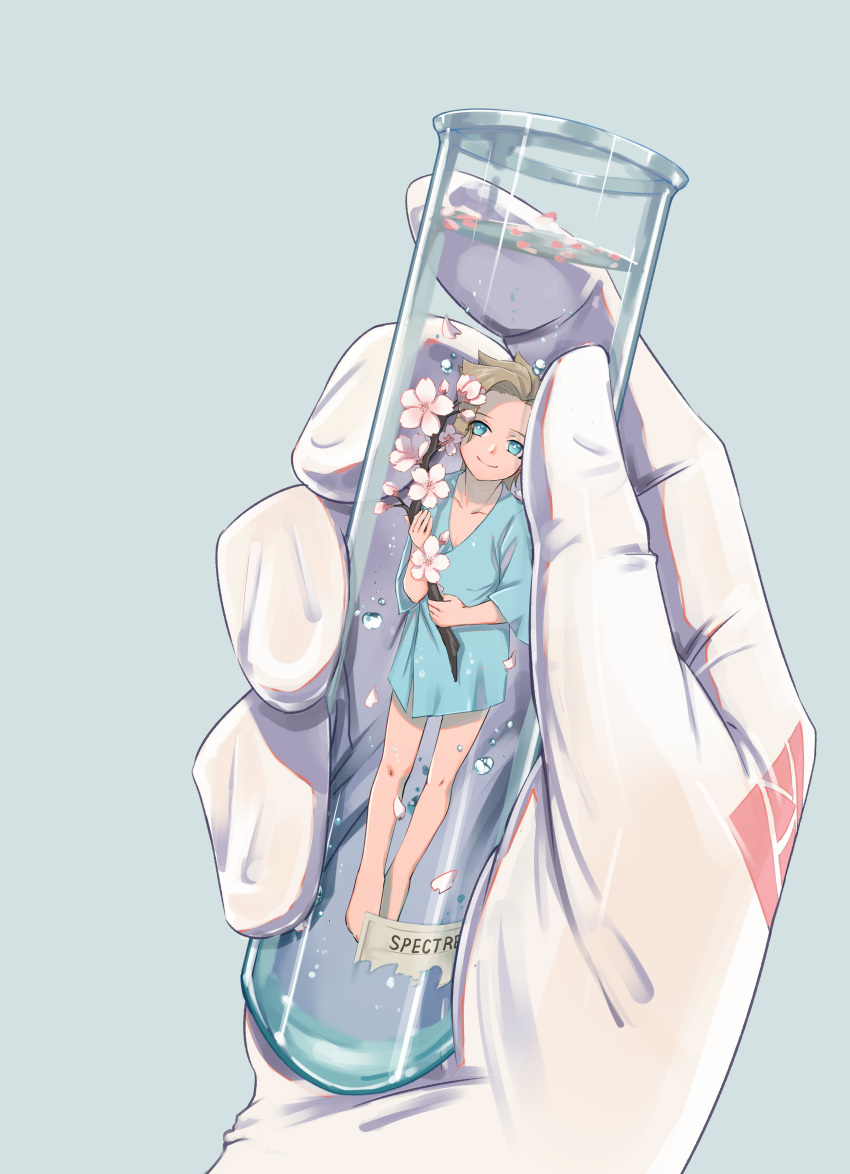 1boy, 505713231, absurdres, afloat, aged_down, air_bubble, blonde_hair, blue_eyes