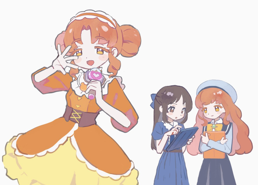 :d, alternate_hairstyle, beret, blue_bow, blue_dress, blue_hat, blue_sailor_collar, blush_stickers