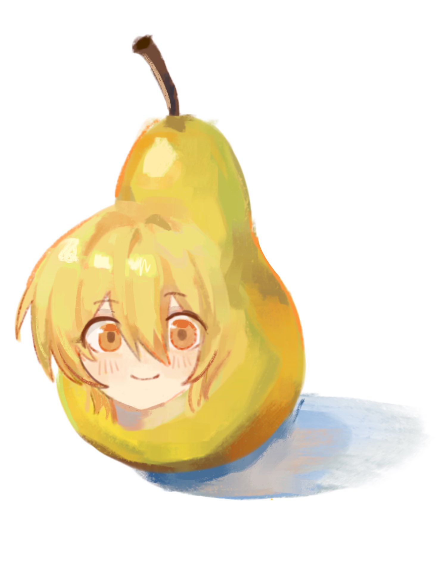 1girl, blonde_hair, closed_mouth, don_quixote_(project_moon), food, fruit, highres, limbus_company