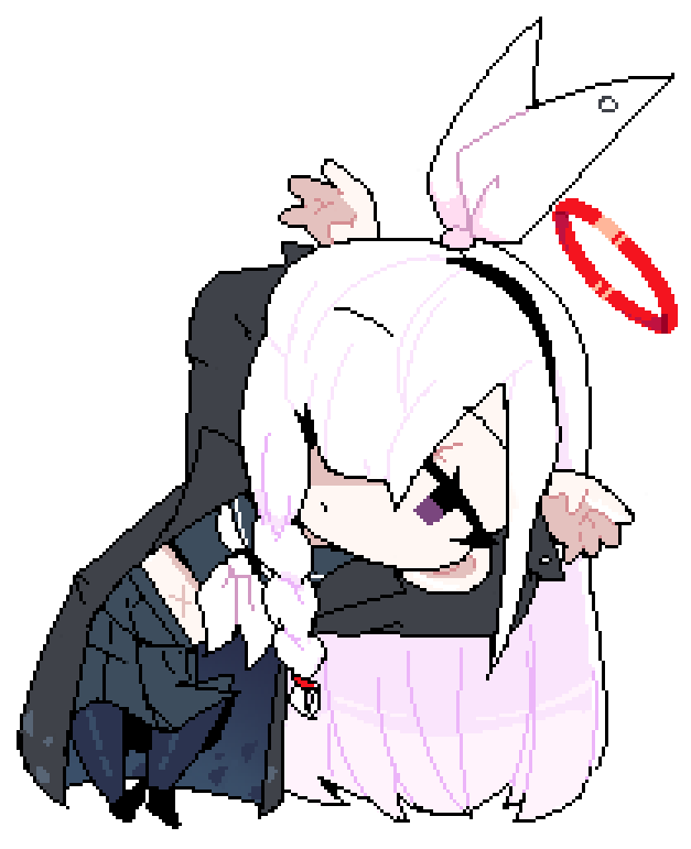 1girl, arms_up, black_hairband, blank_eyes, blue_archive, braid, gountro, hair_over_one_eye