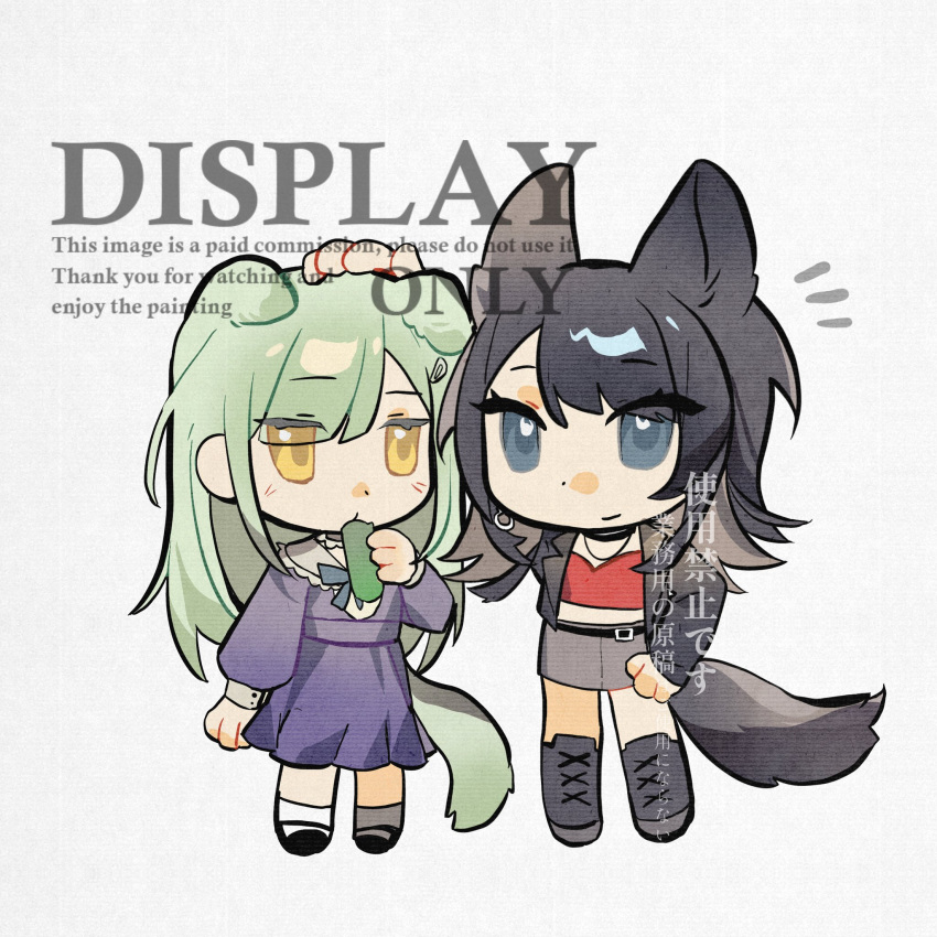 1_(mmsgiy), 2girls, animal_ears, bang_dream!, bang_dream!_it's_mygo!!!!!, black_choker, black_hair, blue_dress