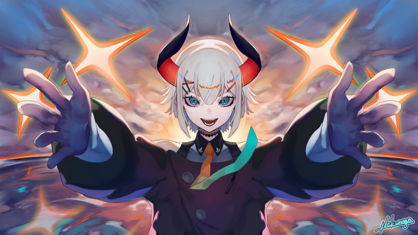 1girl, absurdres, black_choker, choker, gloves, green_eyes, grey_gloves, hair_ornament