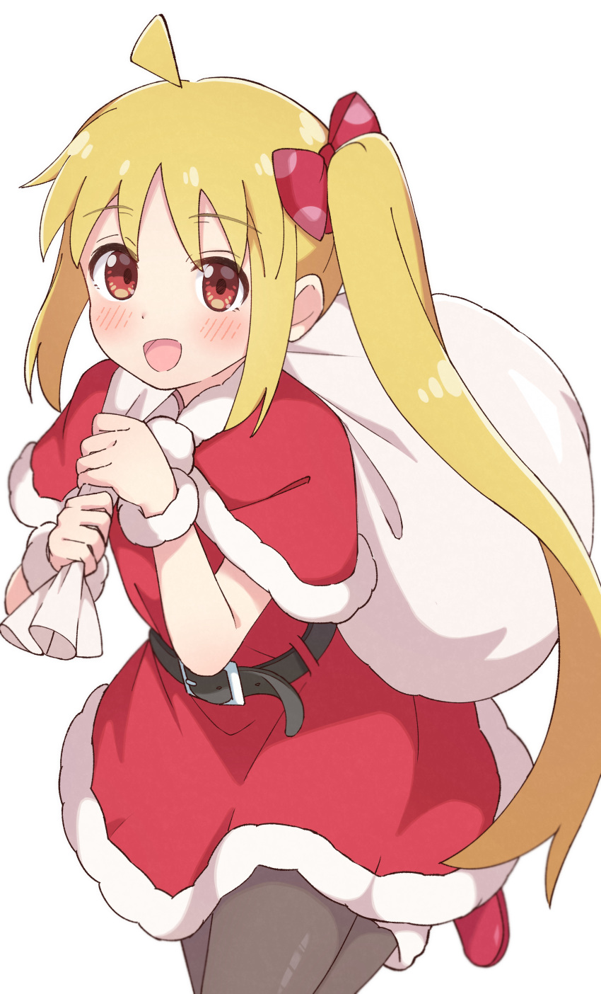 1girl, :d, absurdres, ahoge, alternate_costume, belt, black_belt, black_pantyhose