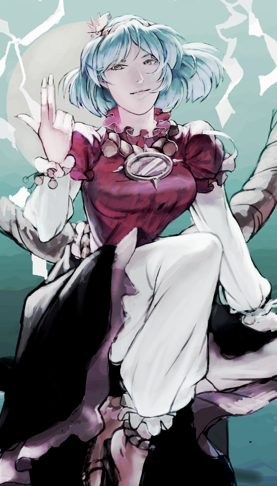bad_id, blue_hair, hands, rope, rumi, short_hair, solo, touhou