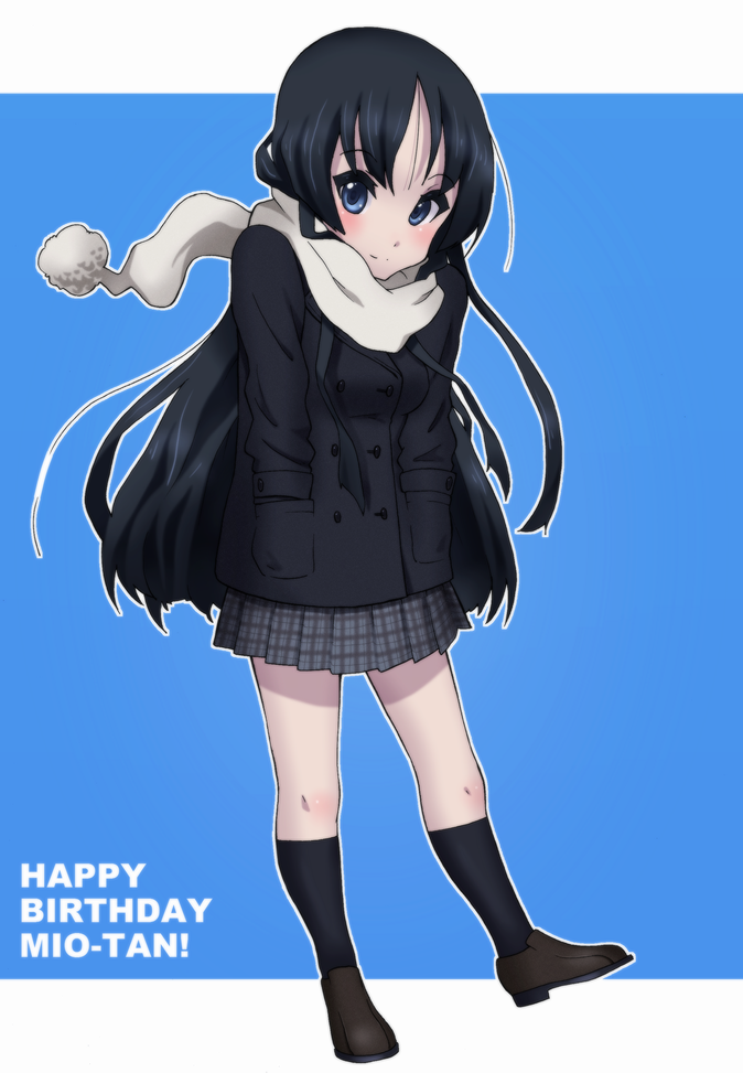 black_hair, blue_eyes, hands_in_pockets, happy_birthday, k-on!, landolt_tamaki, long_hair, plaid