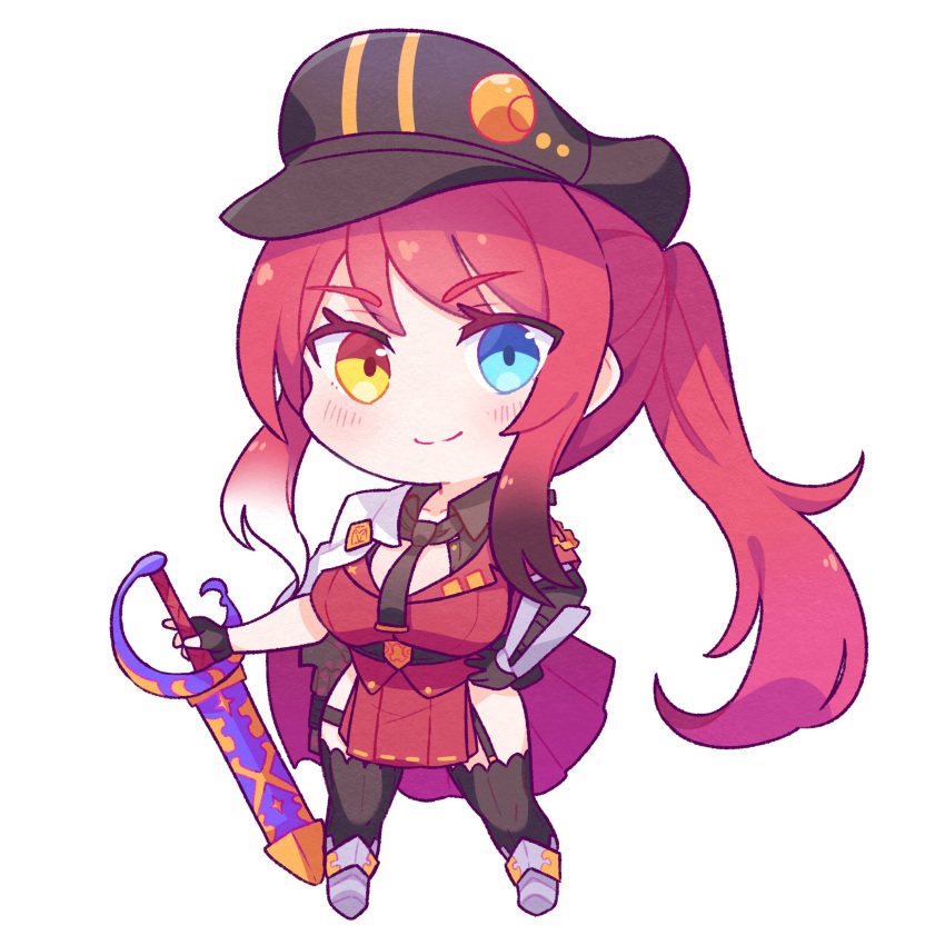1girl, absurdres, artist_request, blue_eyes, borrowed_character, chibi, commission, confident