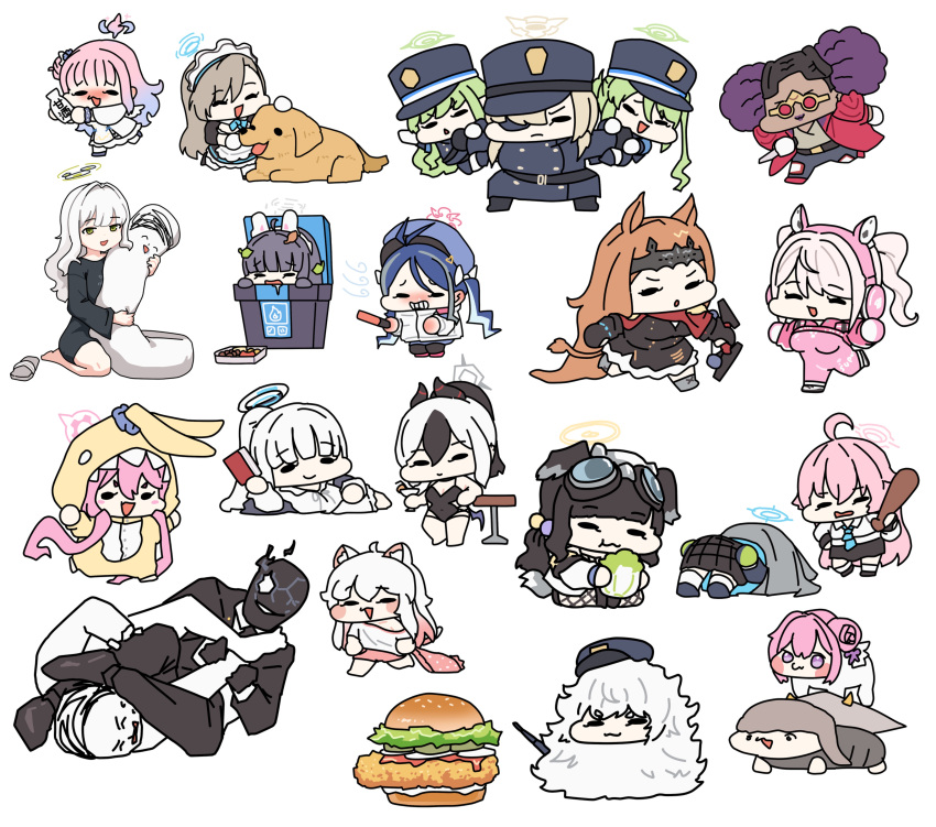 3boys, 6+girls, absurdres, alcohol, alice_(nikke), animal_ear_hairband, animal_ear_headphones, animal_ears