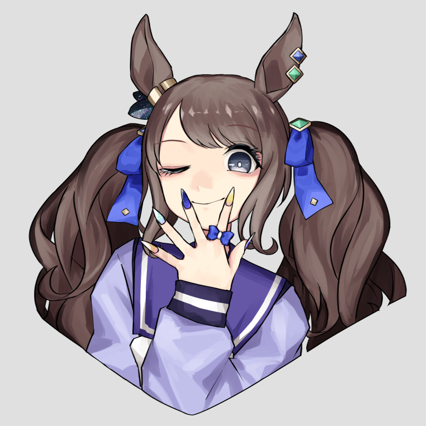 1girl, absurdres, animal_ears, black_hair, blue_eyes, blush, braid, brown_hair