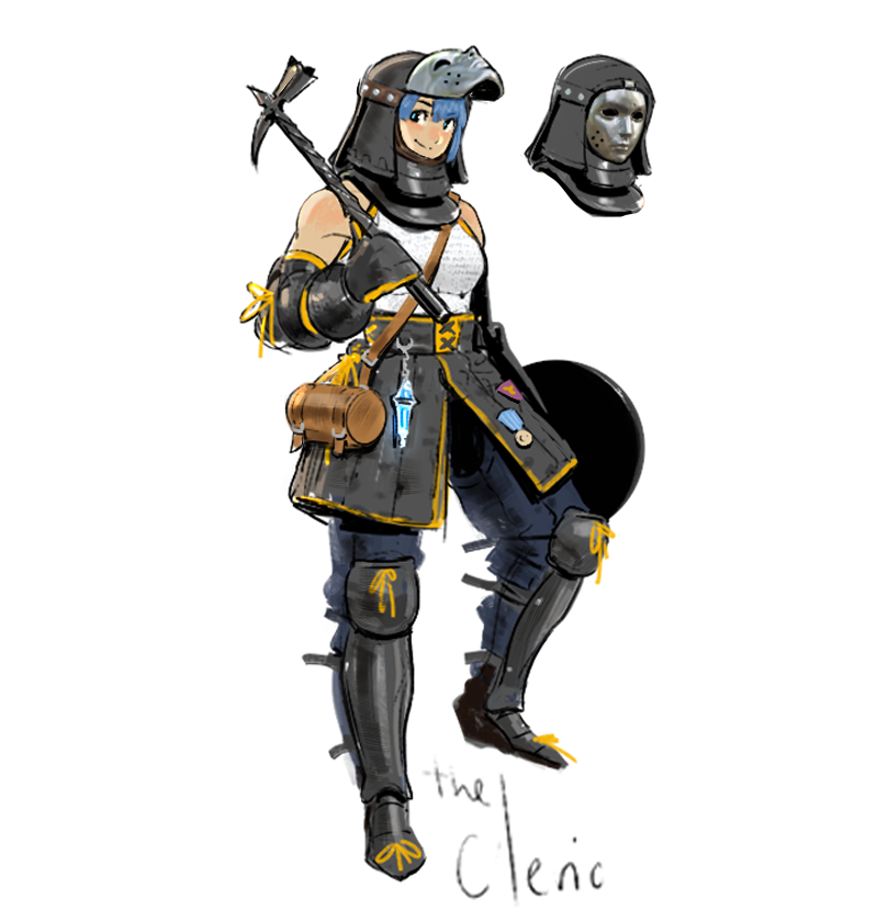 1girl, armor, armored_boots, blue_hair, boots, chaps, dungeons_&amp;_dragons, ff69_(ff69x)