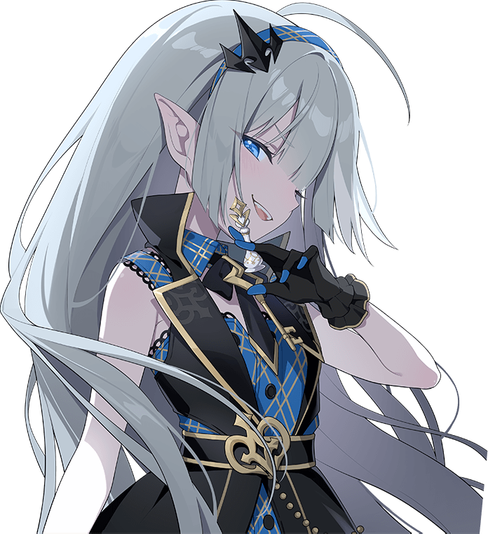 1girl, ahoge, armpit_crease, black_bow, black_bowtie, black_gloves, black_vest, blue_dress