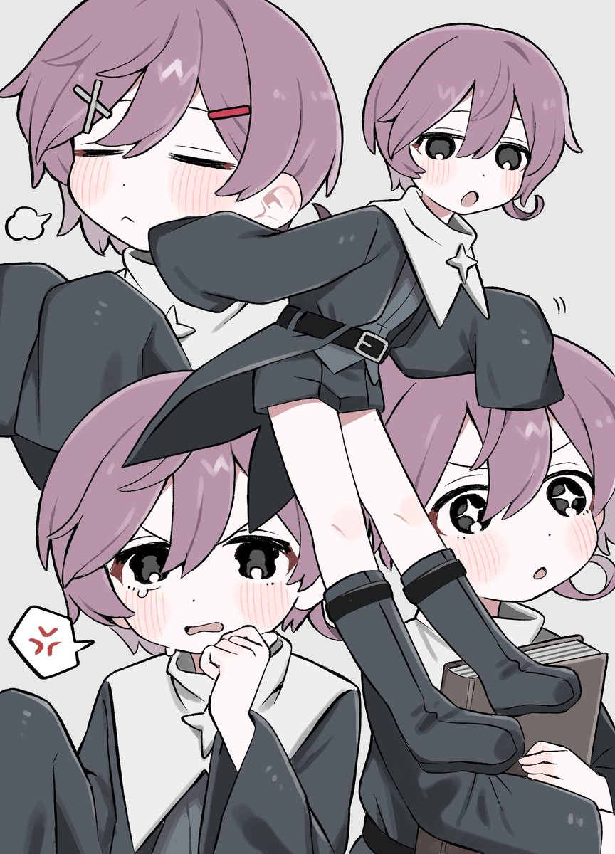 +_+, 1girl, :<, :o, ahoge, anger_vein, belt, black_coat