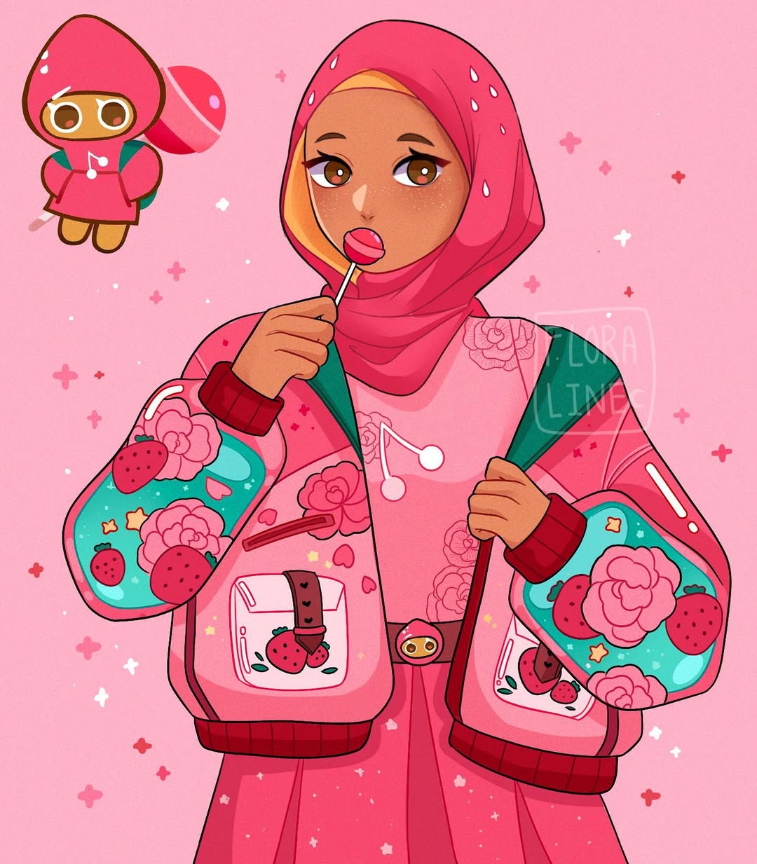 1girl, bright_pupils, brown_eyes, candy, commentary, cookie_run, covered_mouth, dark-skinned_female