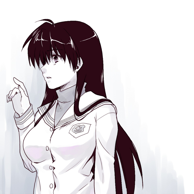 bad_id, clannad, genderswap, long_hair, misaki_juri, monochrome, okazaki_tomomi, okazaki_tomoya