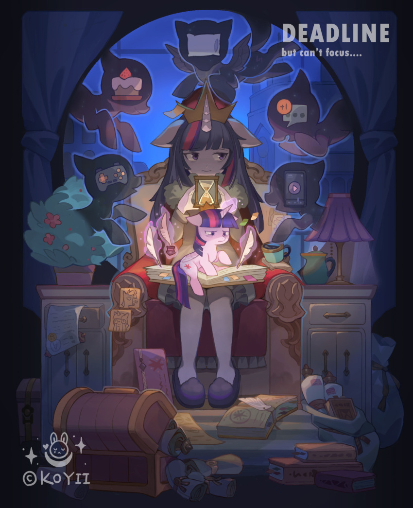 1girl, animal_ears, armchair, book, chair, closed_mouth, creature_and_personification, crown