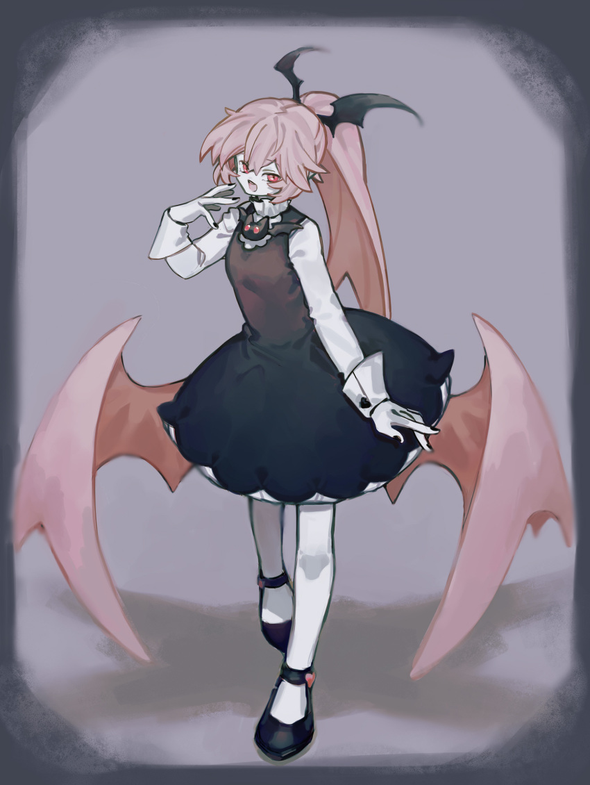 1girl, absurdres, amasonakius, black_dress, demon_girl, demon_wings, dress, funamusea