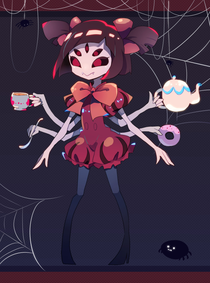 1girl, arthropod_girl, black_background, black_footwear, black_sclera, bow, bowtie, bug