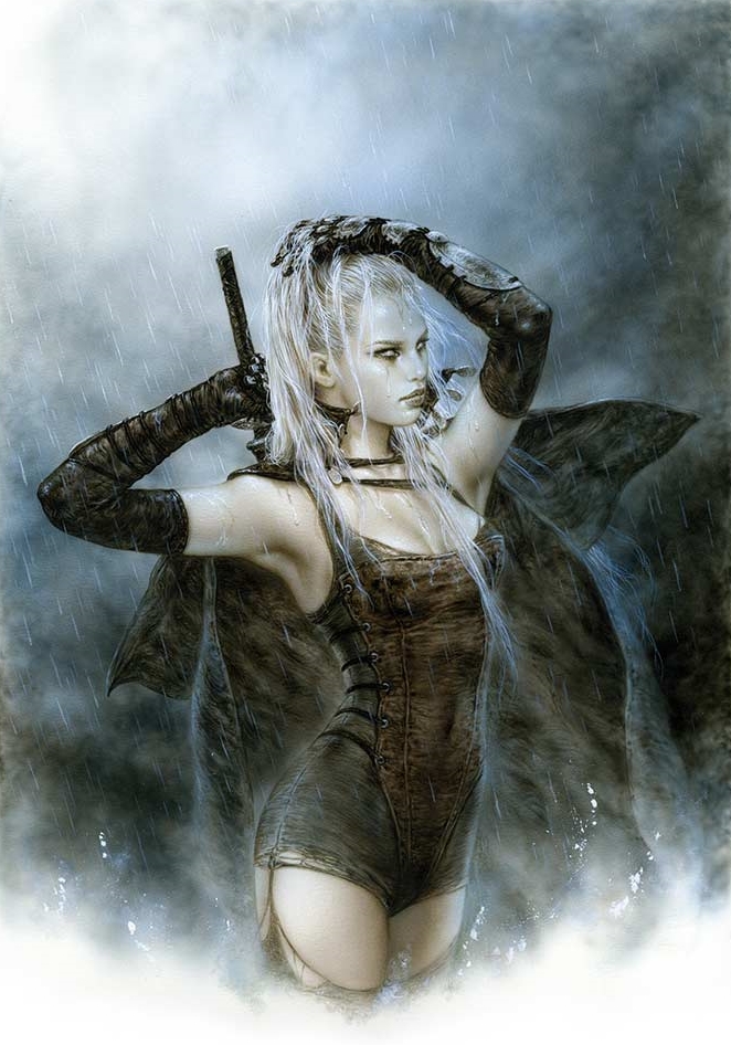 armor, armpits, black_cape, cape, collared_cape, elbow_gloves, eyeshadow, fog