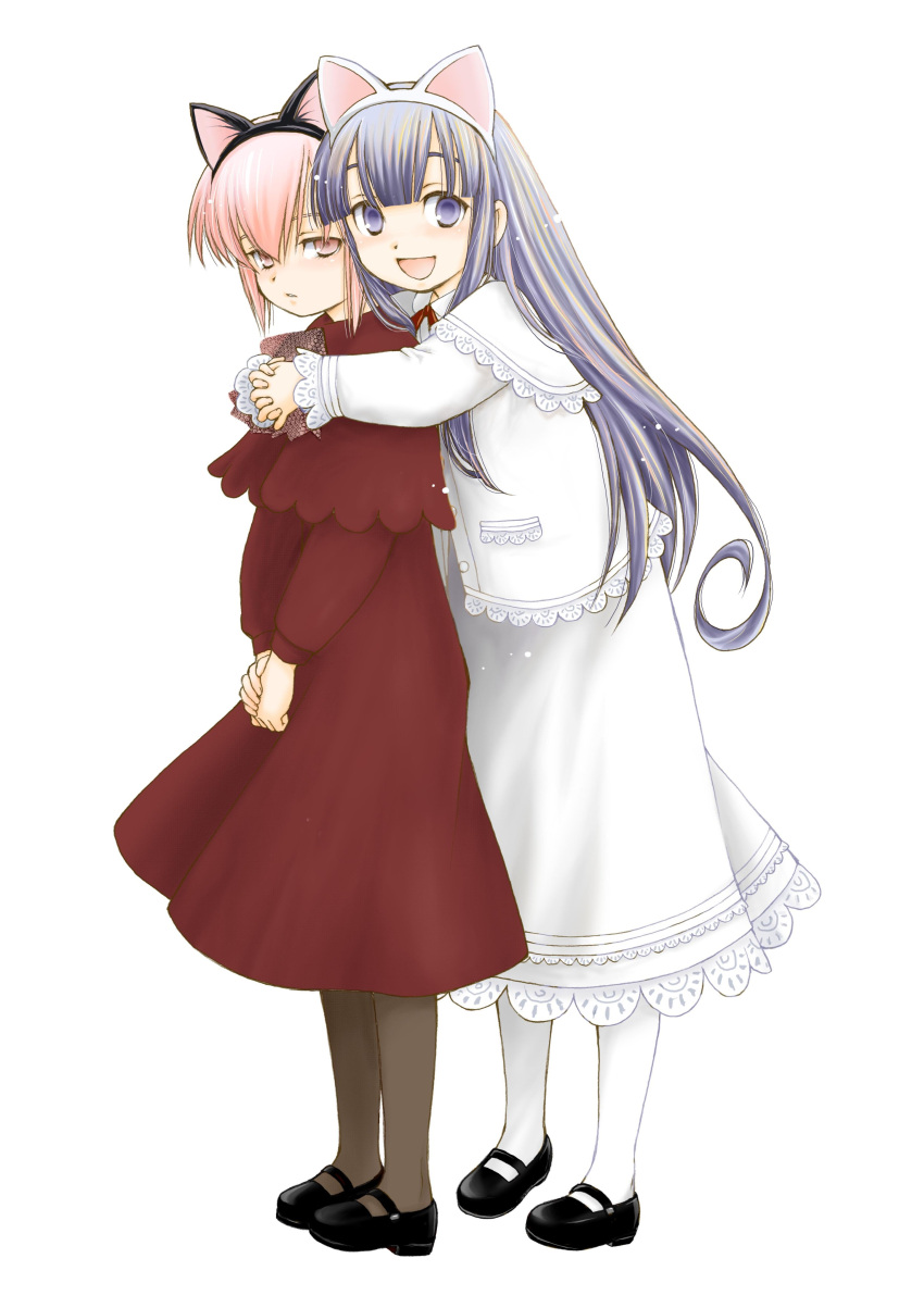 2girls, absurdres, animal_ears, arima_keitarou, artemis_(tsukuyomi), blush, cat_ears, commentary_request