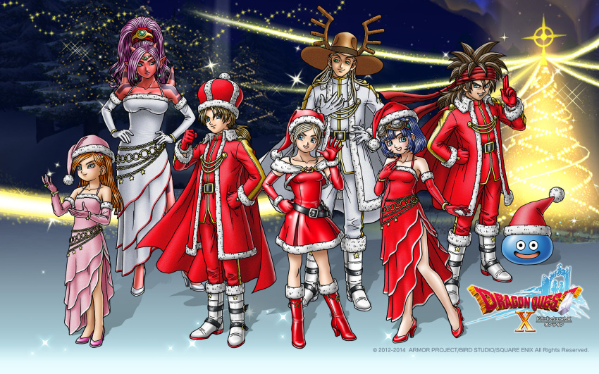 1other, 3boys, 4girls, anlucea, antlers, artist_request, blonde_hair, blue_eyes