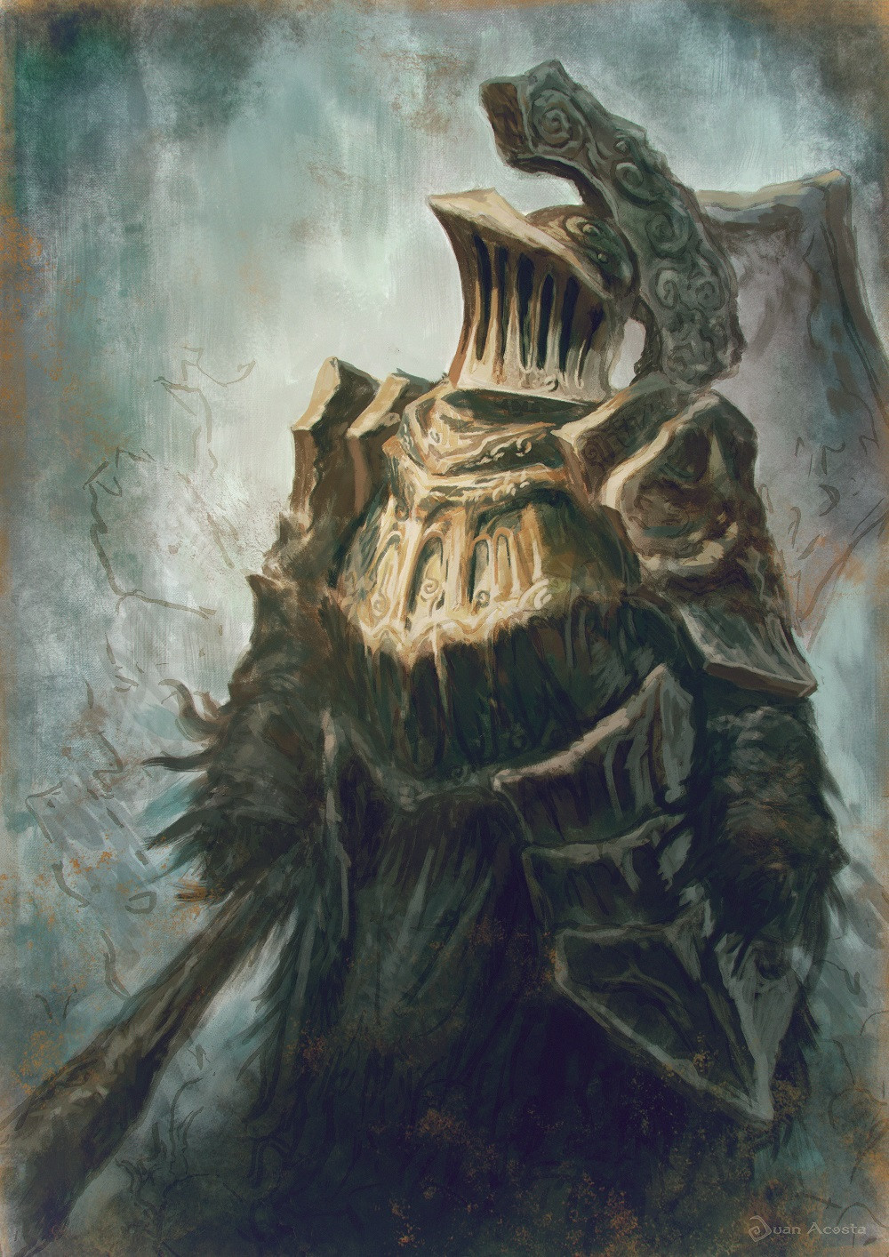 1other, ambiguous_gender, armor, club_(weapon), commentary, dark_souls_(series), dark_souls_i, dragon's_tooth_(dark_souls)