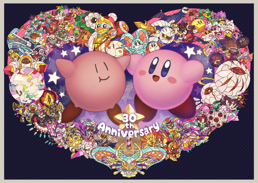 adeleine, anniversary, bandana, bandana_waddle_dee, beret, blonde_hair, blue_bandana, blue_hair