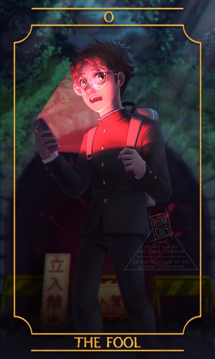 1boy, backpack, bag, dandadan, gakuran, glasses, highres, holding