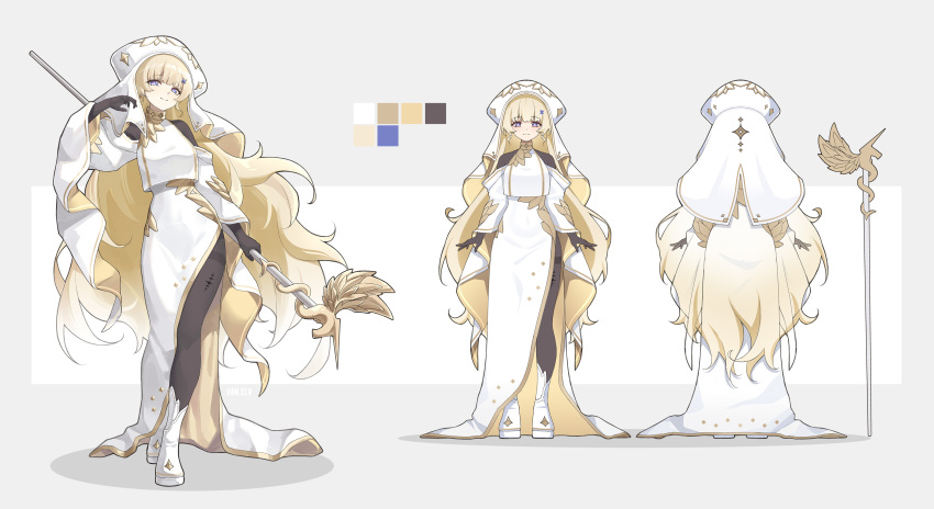 1girl, absurdres, alternate_costume, black_bodysuit, blonde_hair, bodysuit, breasts, color_guide