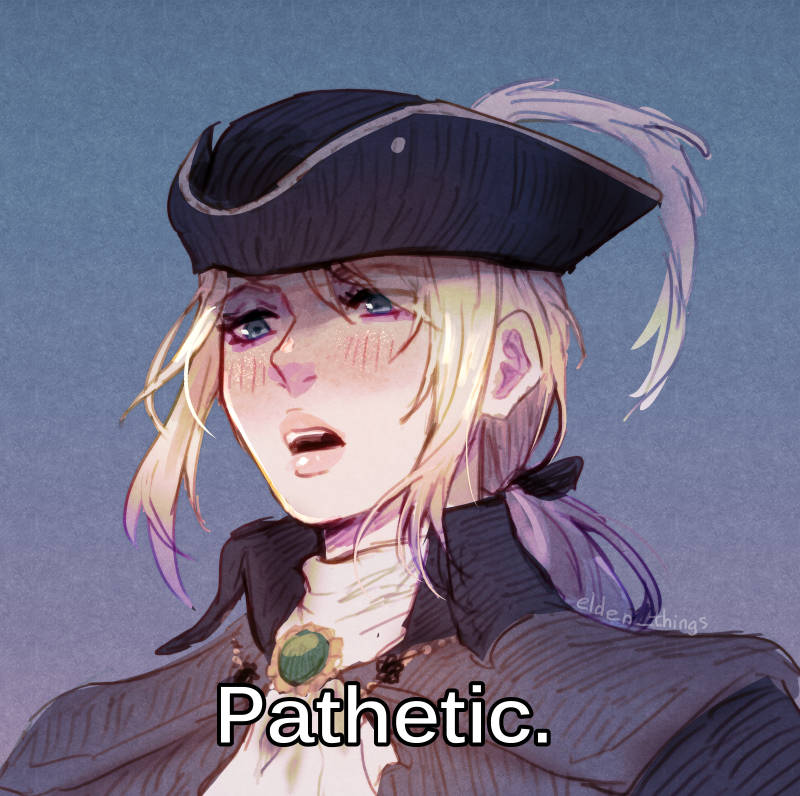 1girl, black_hat, black_ribbon, blonde_hair, bloodborne, blush, d:, elden_things